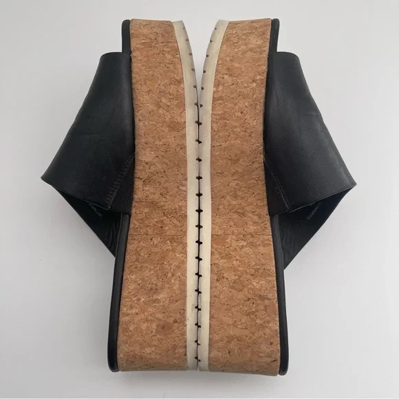 VINCE James B Leather Women’s Platform Cork Slide Black Sandals size 7.5 - Picture 11 of 14